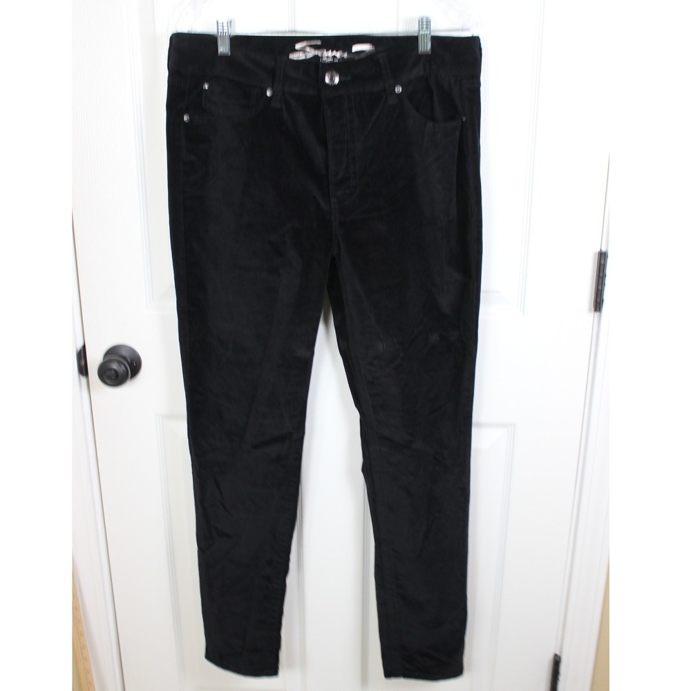 Seven7 Tummyless High Rise Skinny Black Corduroy Pants MY1975VE Size 14